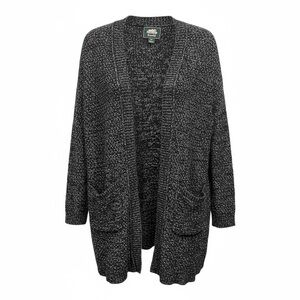 Roots• Snowy Black Fox Oversized Cotton Blend Knit Cardigan Size S